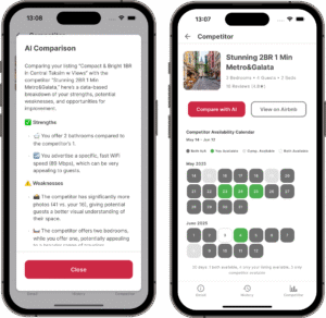 airbnb sıralaması için rakip karşılaştırma