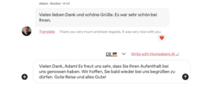 airbnb chatbot asistanı almanca örnek