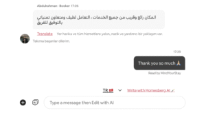 airbnb chatbot asistanı arapça örnek