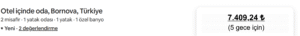 Bornova, Türkiye'de 2 misafir kapasiteli, 2 gecelik fiyatı 6.128 TL olan otel odası ilanı.
